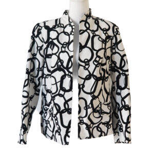 Investments Black And White open front Coat, 2 fake pockets - Size 14